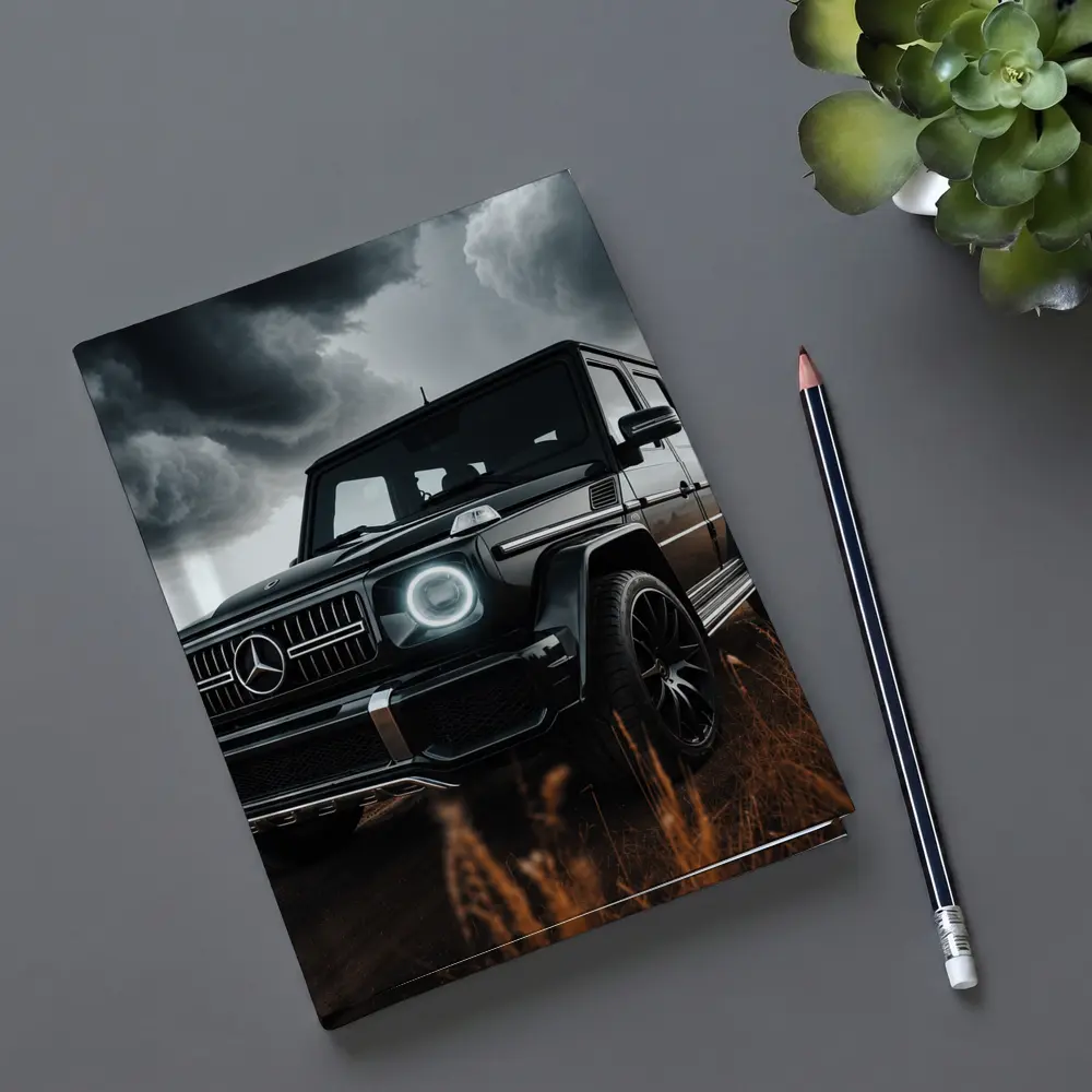 Mercedes G Class Dark Stormy Field Scene – Notebooks