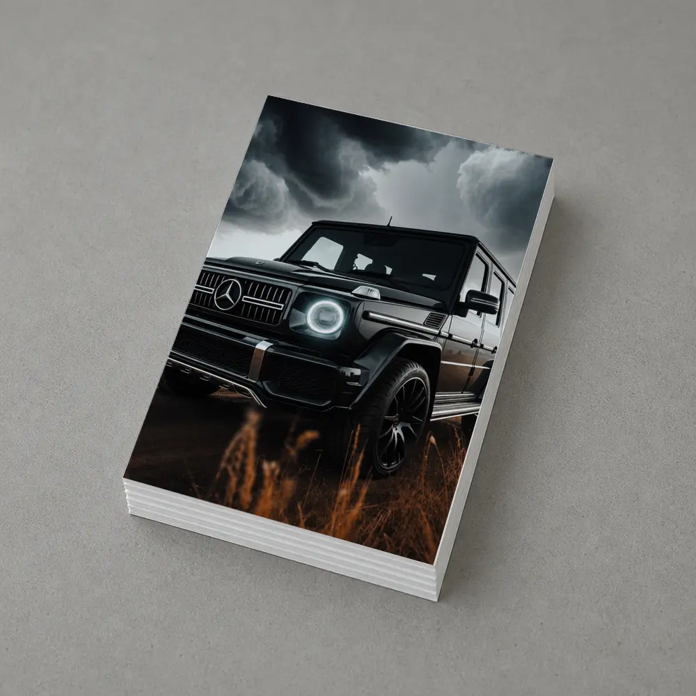 Mercedes G Class Dark Stormy Field Scene – Postcards
