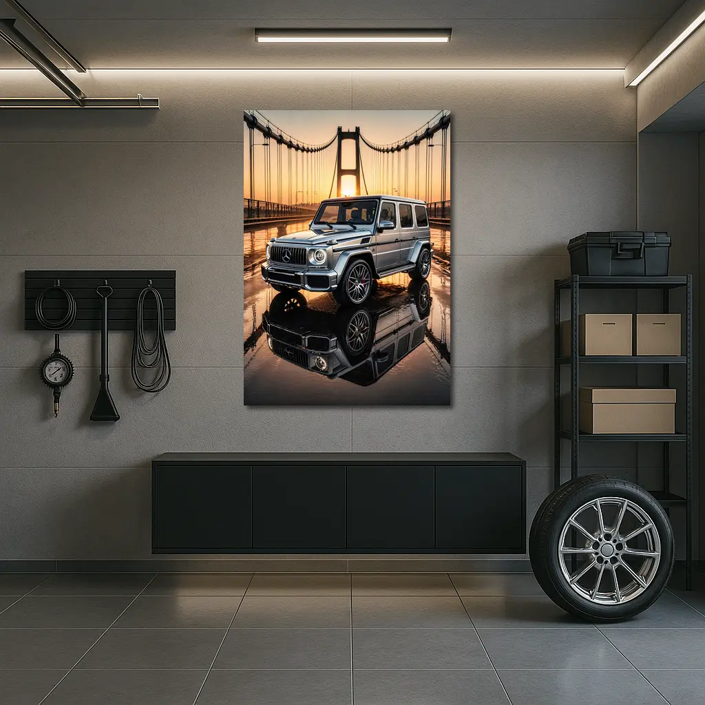 Mercedes G Wagen Silver Bridge Sunset – Wall Art
