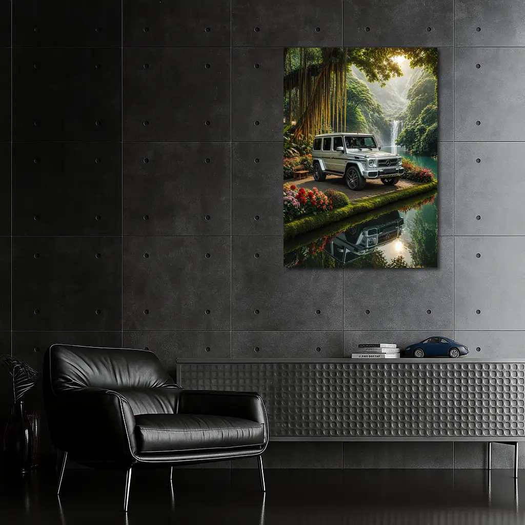 Mercedes G Wagon Tropical Waterfall Garden – Wall Art