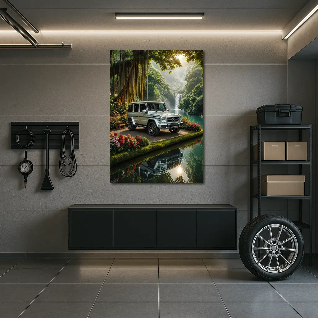 Mercedes G Wagon Tropical Waterfall Garden – Wall Art