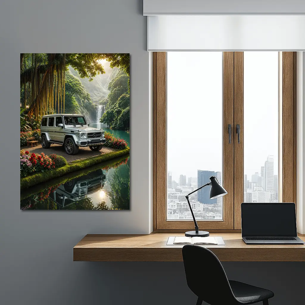 Mercedes G Wagon Tropical Waterfall Garden – Wall Art