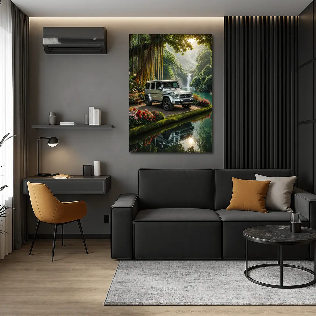 Mercedes G Wagon Tropical Waterfall Garden – Wall Art