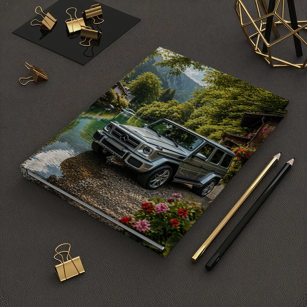 Mercedes G Wagen Silver By Mountain River – Notebooks