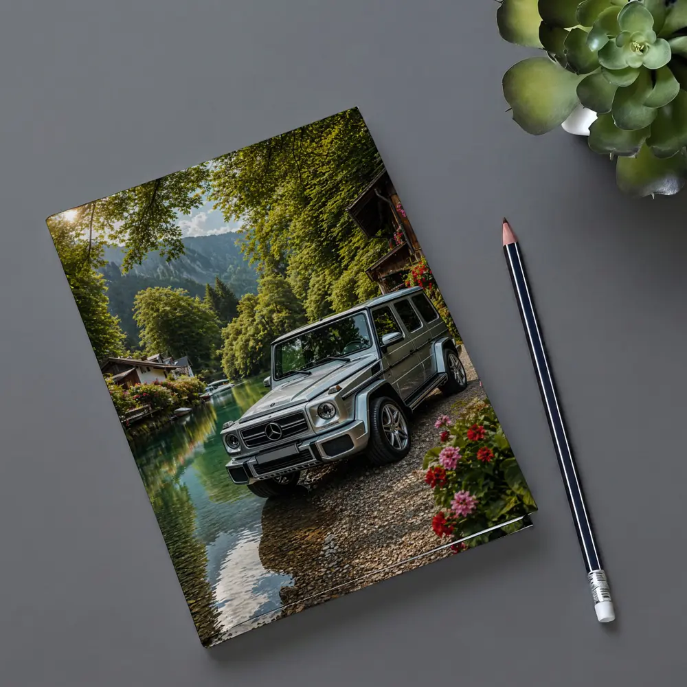 Mercedes G Wagen Silver By Mountain River – Notebooks
