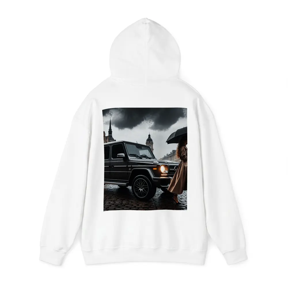 Mercedes G Wagon Rainy European City Street – Hoodies
