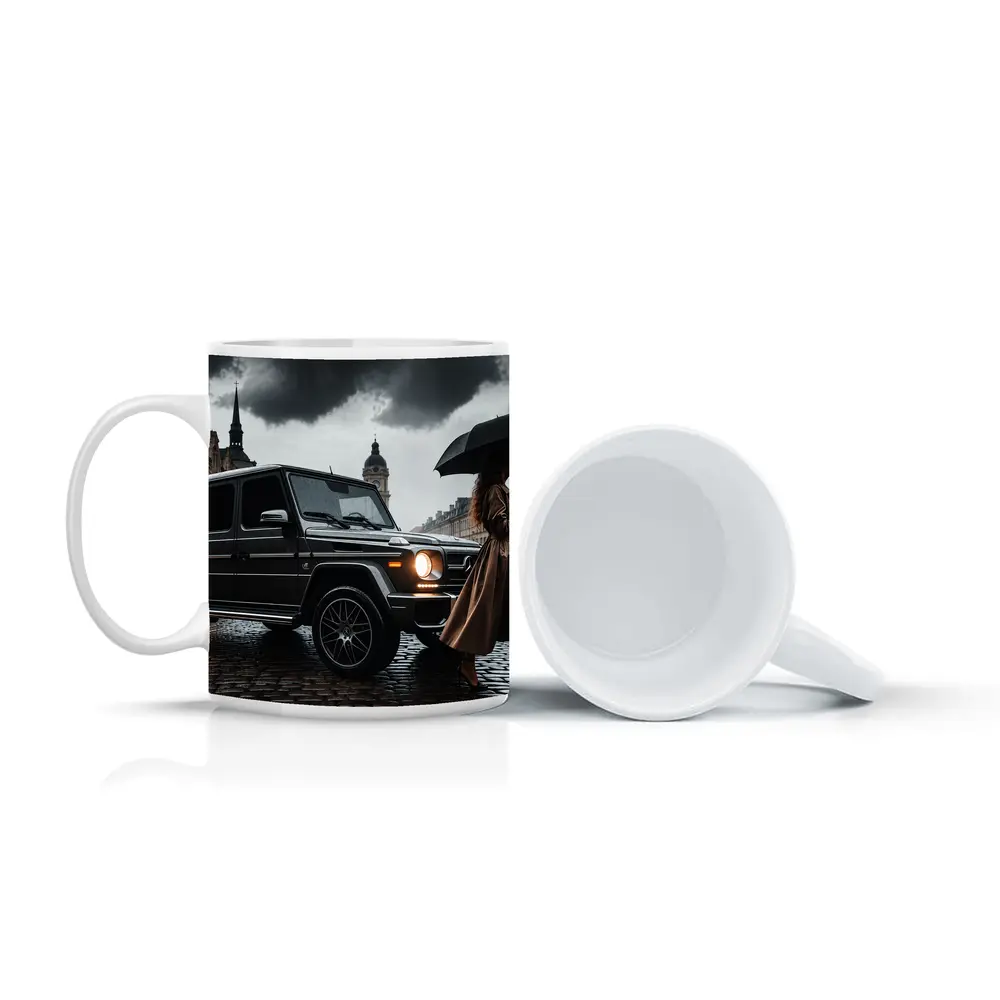 Mercedes G Wagon Rainy European City Street – Mugs