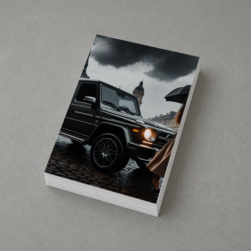 Mercedes G Wagon Rainy European City Street – Postcards