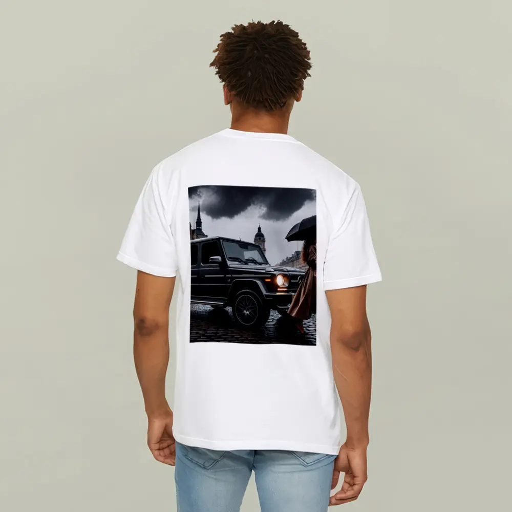 Mercedes G Wagon Rainy European City Street – T-Shirts