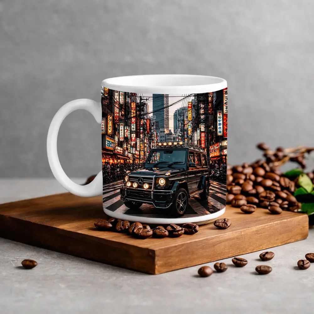 Mercedes G Wagon Tokyo Japan Night Street – Mugs