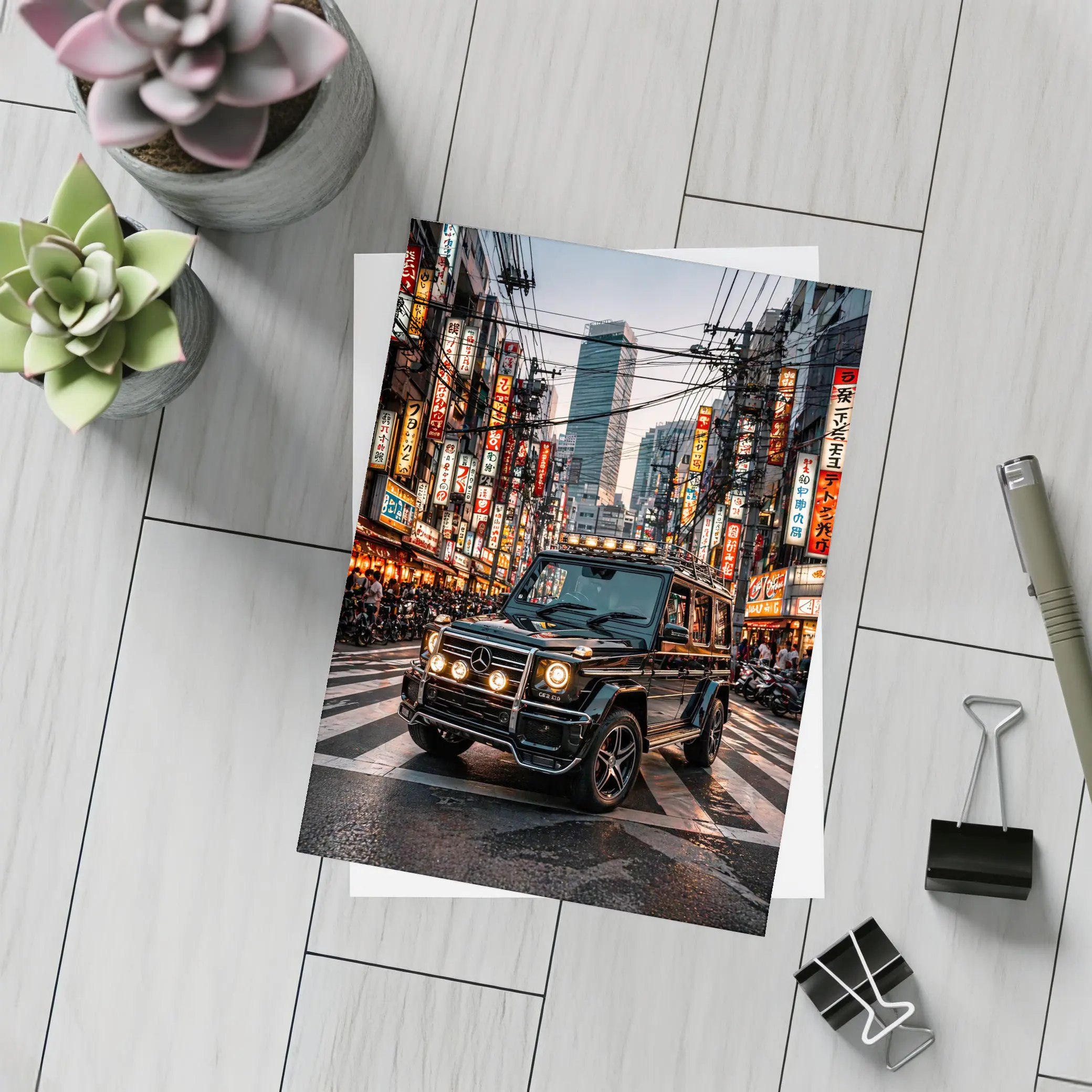 Mercedes G Wagon Tokyo Japan Night Street – Postcards