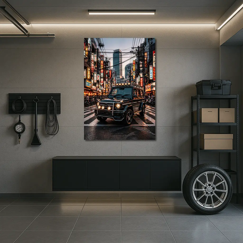 Mercedes G Wagon Tokyo Japan Night Street – Wall Art