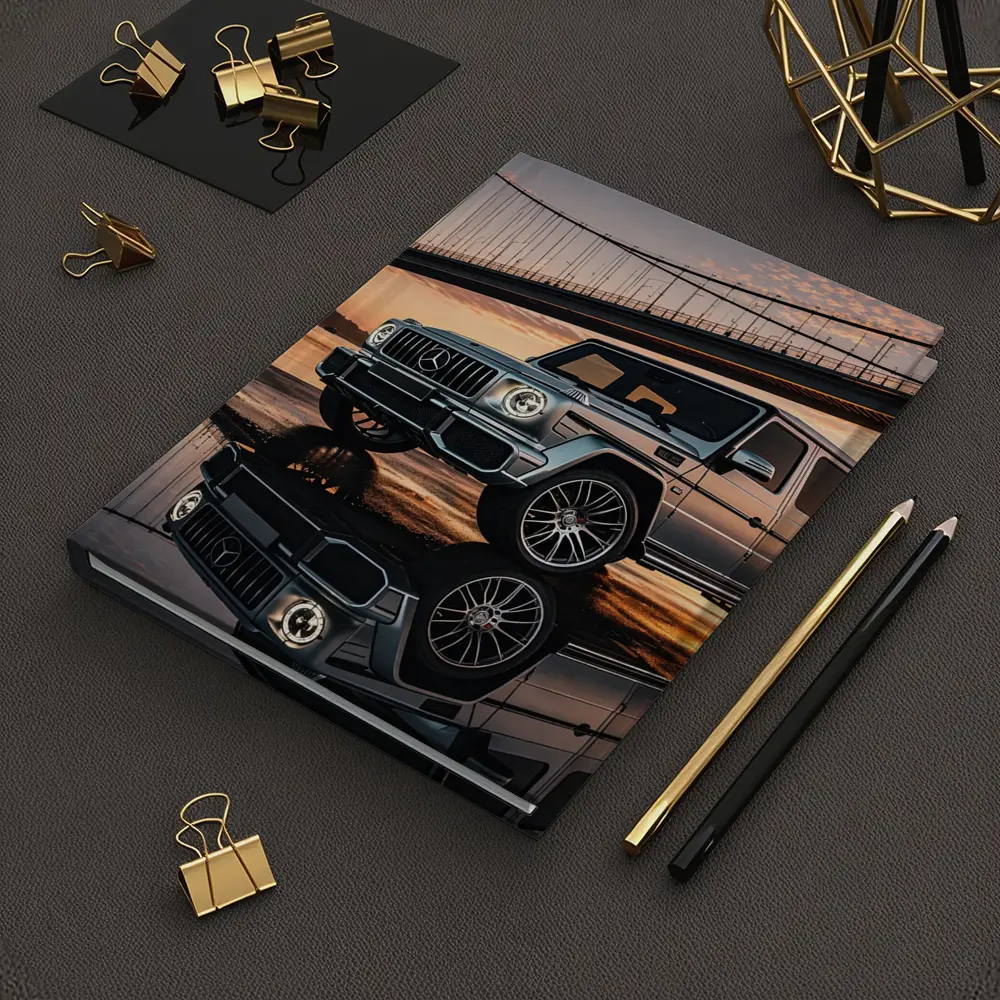 Mercedes G Wagon Silver Bridge Sunset Reflection – Notebooks