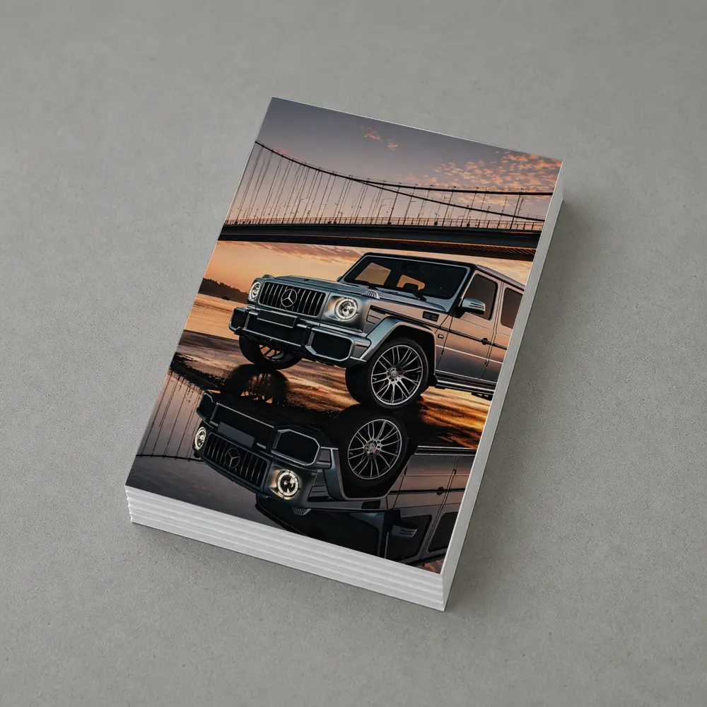 Mercedes G Wagon Silver Bridge Sunset Reflection – Postcards