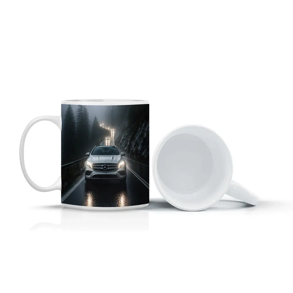 Mercedes GLA On Foggy Mountain Road – Mugs