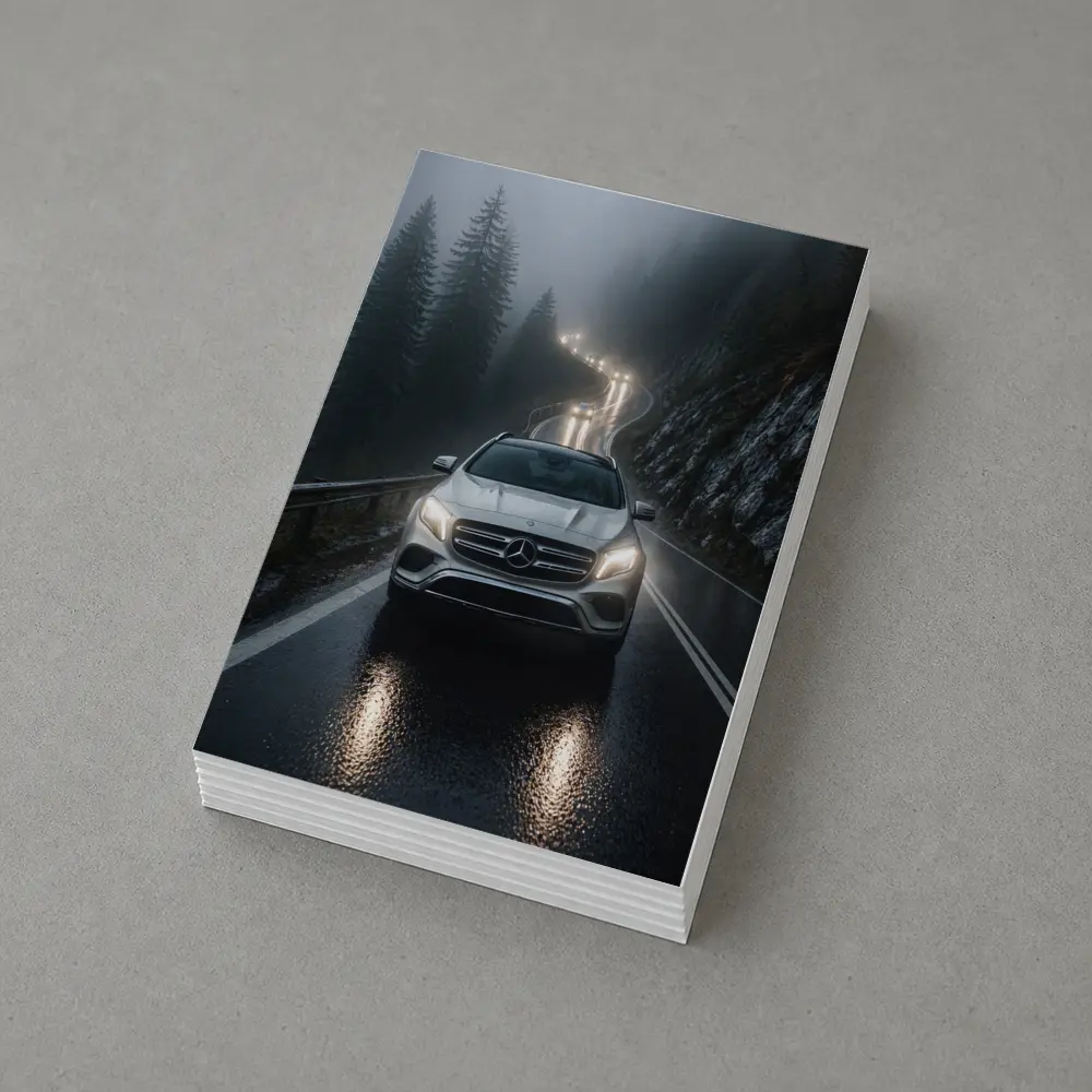 Mercedes GLA On Foggy Mountain Road – Postcards
