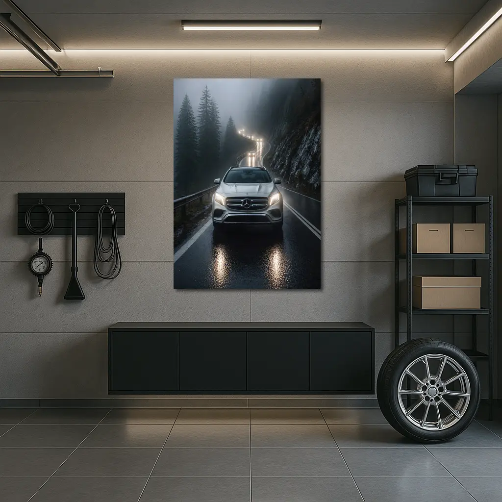 Mercedes GLA On Foggy Mountain Road – Wall Art