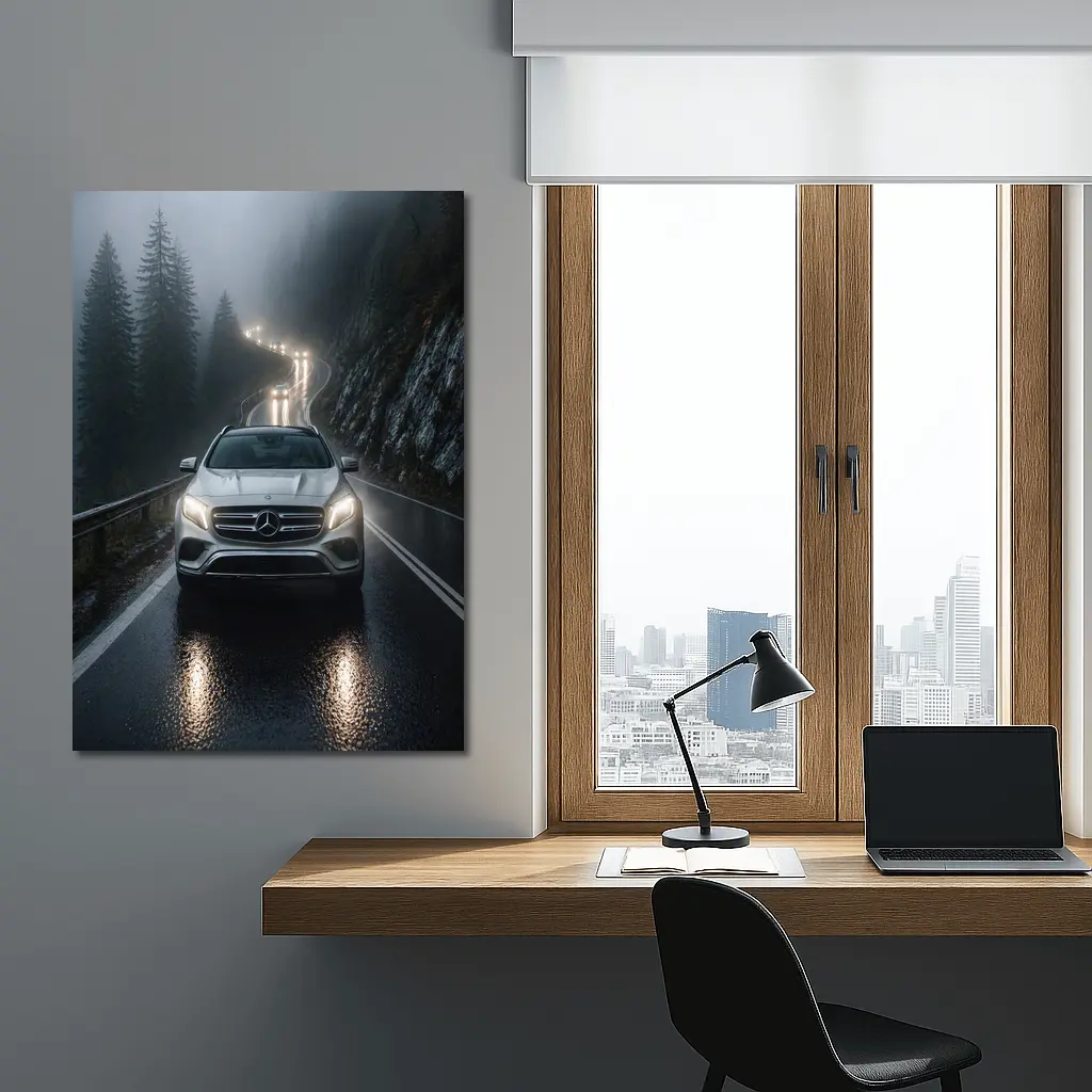 Mercedes GLA On Foggy Mountain Road – Wall Art