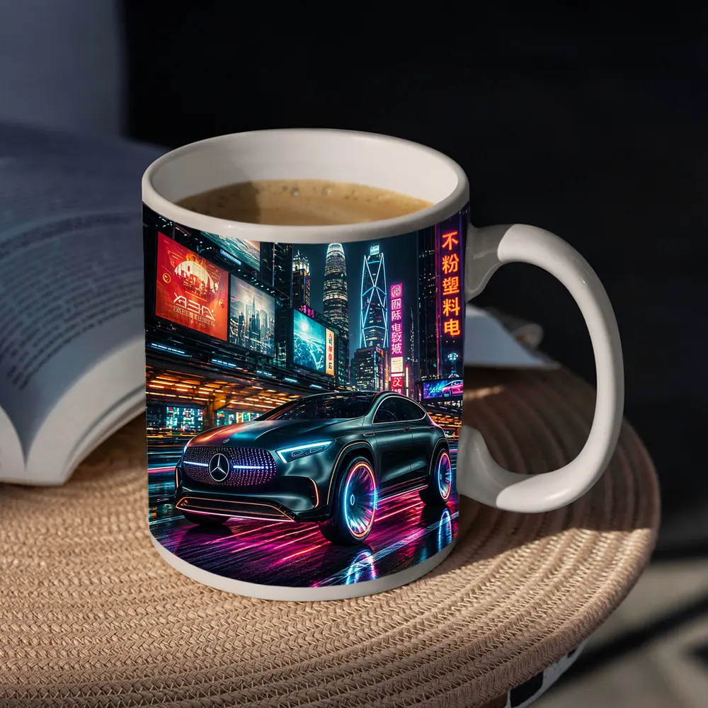 Mercedes Benz GLA Neon Cyberpunk City Night – Mugs