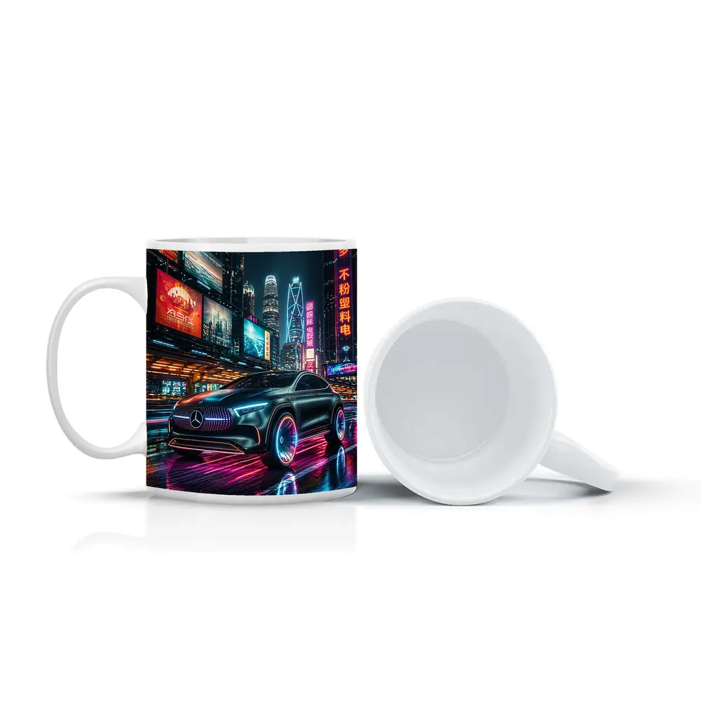 Mercedes Benz GLA Neon Cyberpunk City Night – Mugs