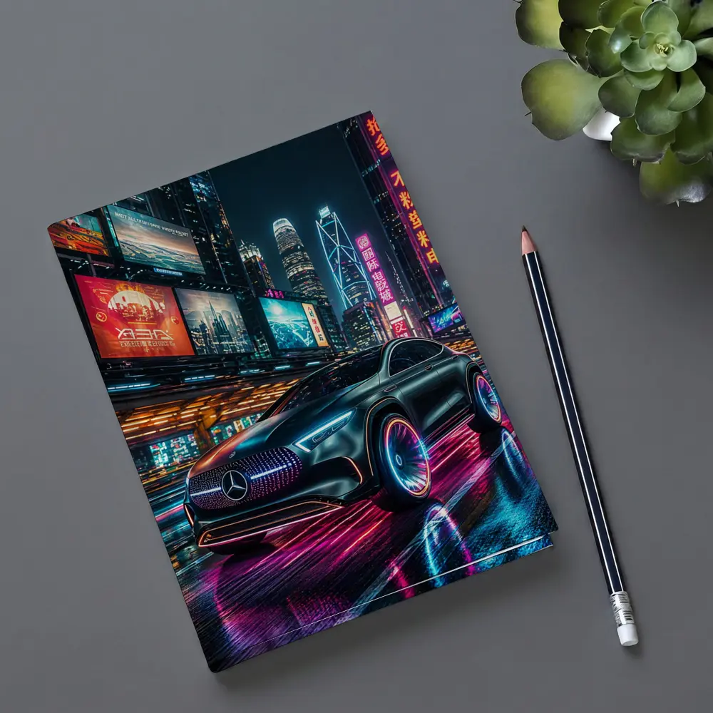 Mercedes Benz GLA Neon Cyberpunk City Night – Notebooks