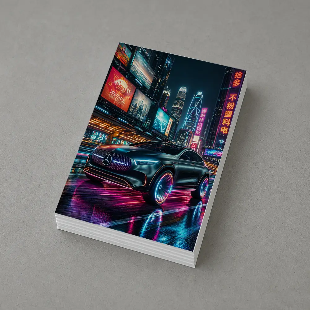 Mercedes Benz GLA Neon Cyberpunk City Night – Postcards