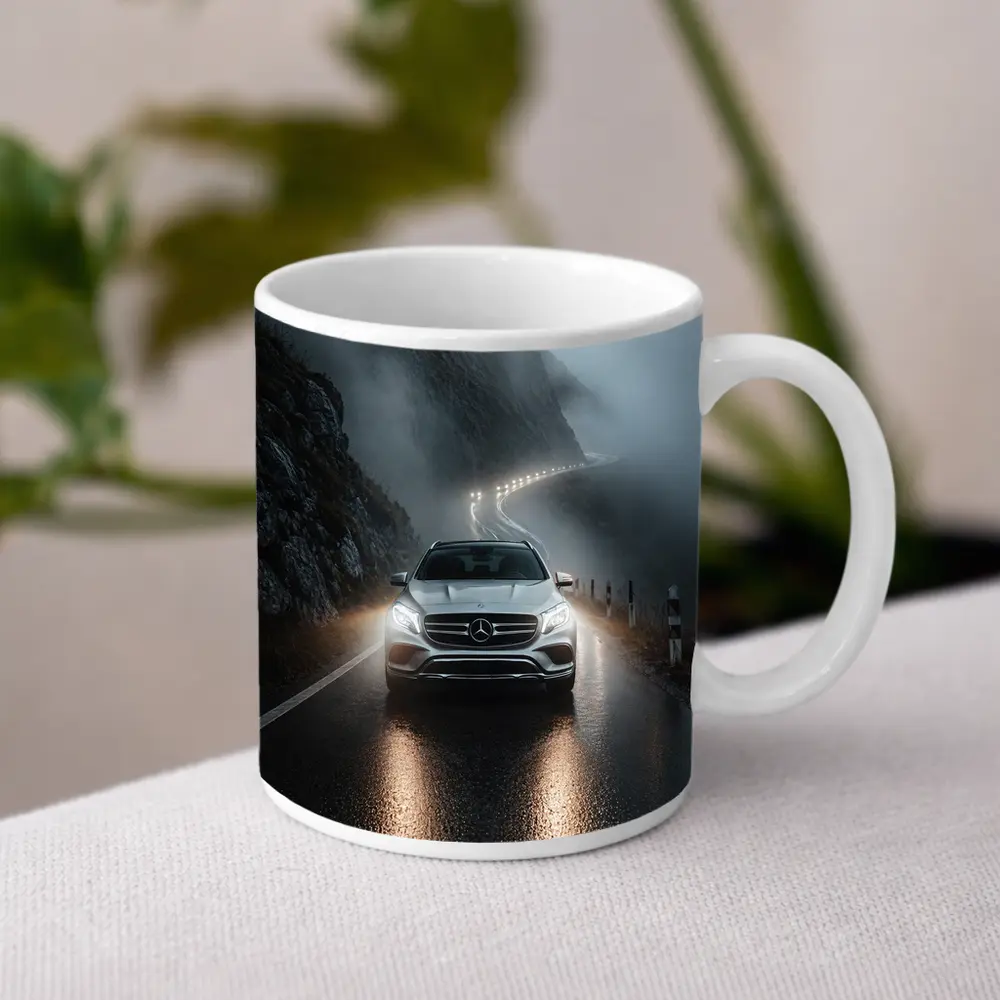 Mercedes GLE Foggy Mountain Road Night Drive – Mugs
