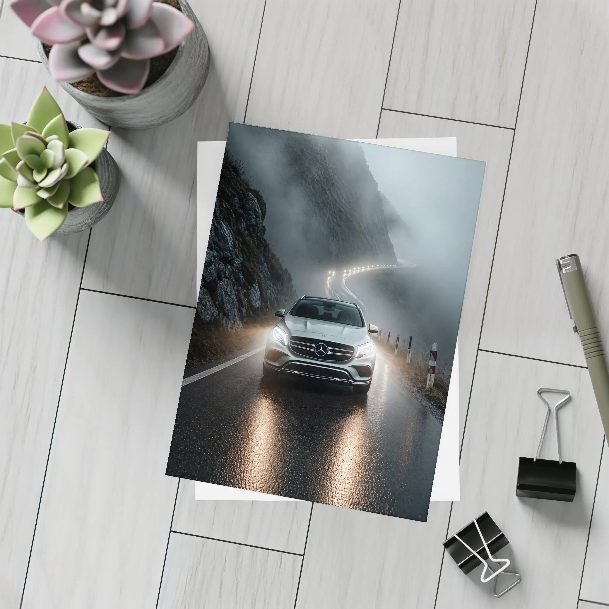 Mercedes GLE Foggy Mountain Road Night Drive – Postcards