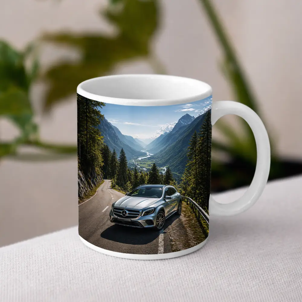 Mercedes Benz GLA On Mountain Alpine Road – Mugs