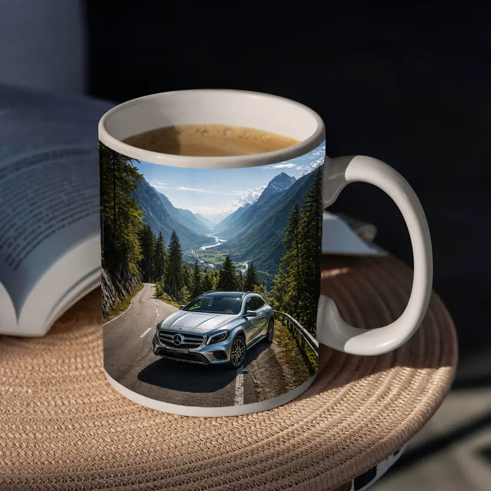Mercedes Benz GLA On Mountain Alpine Road – Mugs