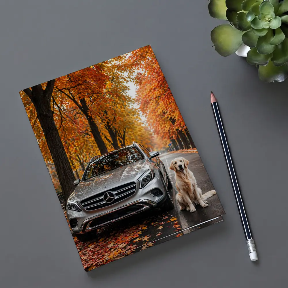 Mercedes GLA Silver SUV Golden Retriever Autumn – Notebooks