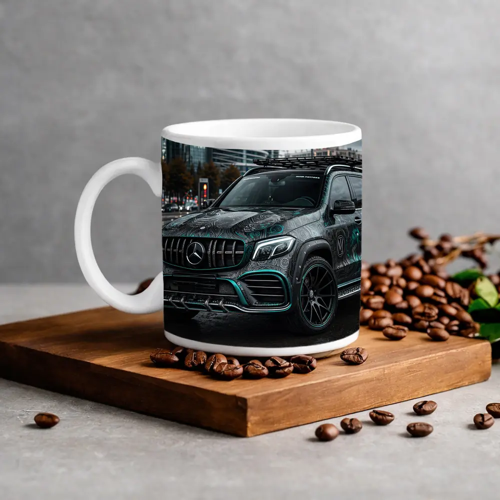Mercedes GLB Custom Wrap Rainy City Street – Mugs