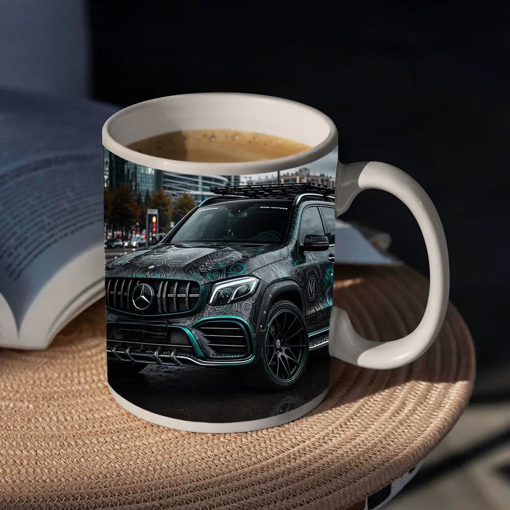 Mercedes GLB Custom Wrap Rainy City Street – Mugs