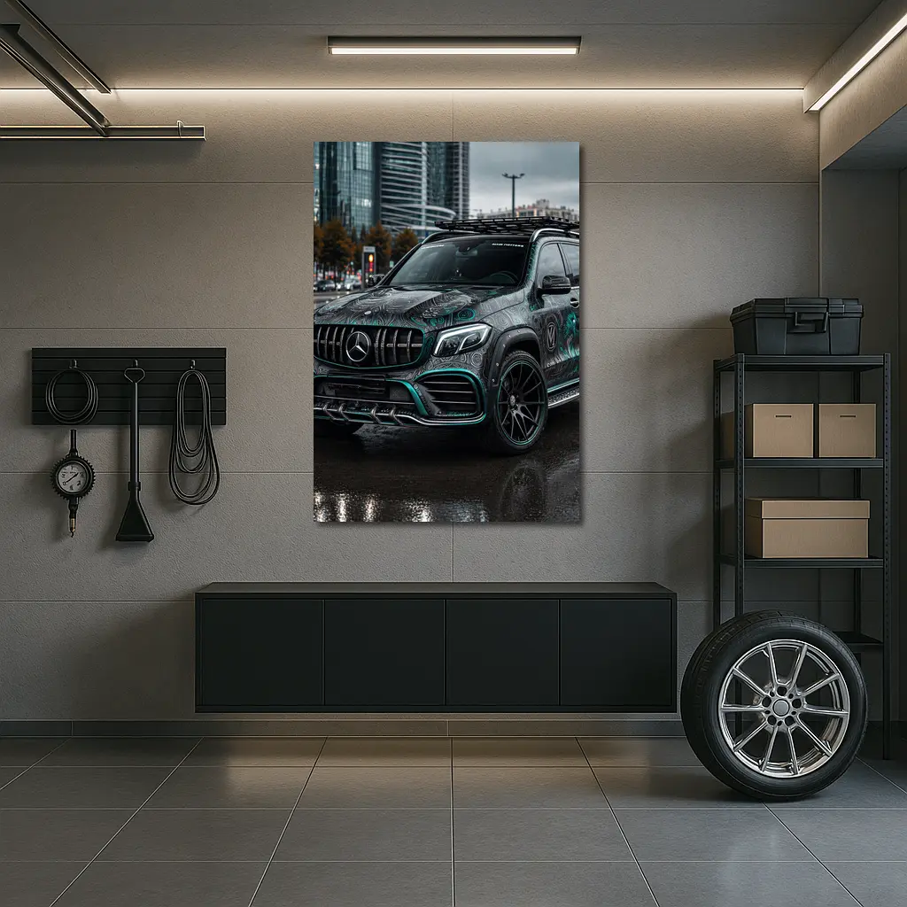 Mercedes GLB Custom Wrap Rainy City Street – Wall Art