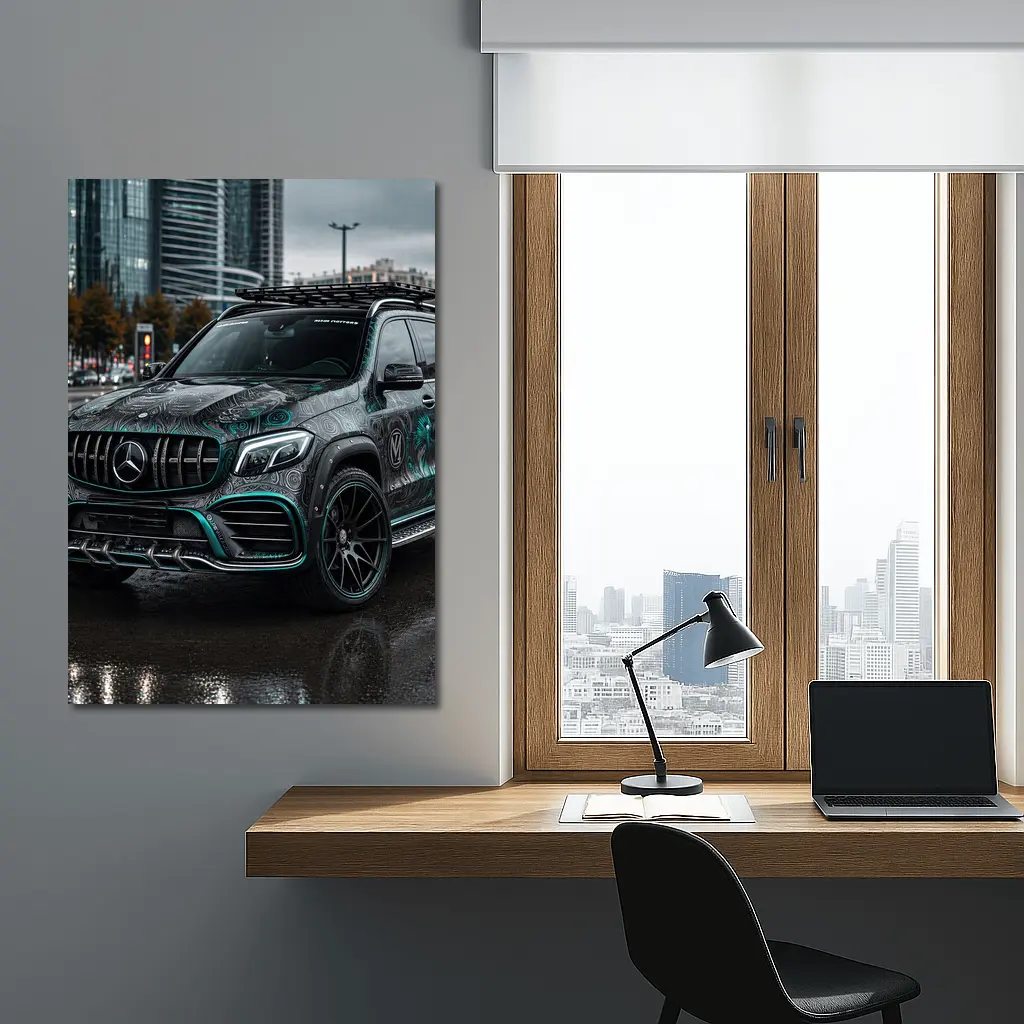 Mercedes GLB Custom Wrap Rainy City Street – Wall Art