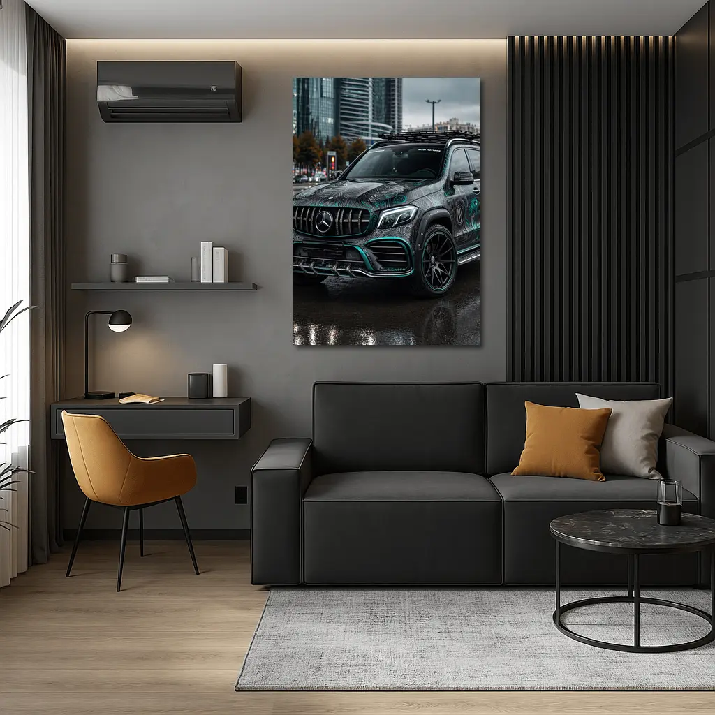 Mercedes GLB Custom Wrap Rainy City Street – Wall Art