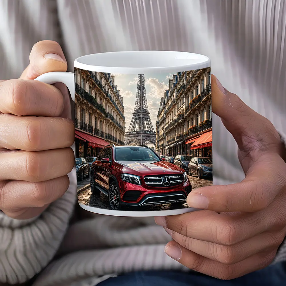 Mercedes GLB Red SUV Paris Streets – Mugs