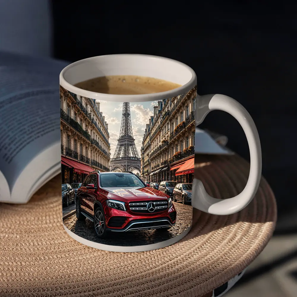 Mercedes GLB Red SUV Paris Streets – Mugs