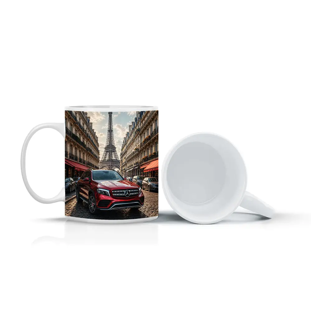 Mercedes GLB Red SUV Paris Streets – Mugs