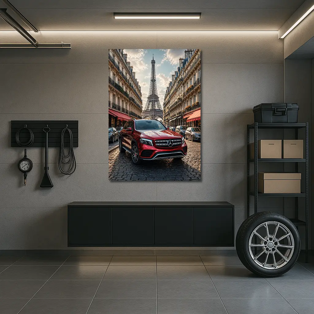 Mercedes GLB Red SUV Paris Streets – Wall Art