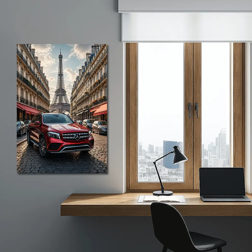 Mercedes GLB Red SUV Paris Streets – Wall Art