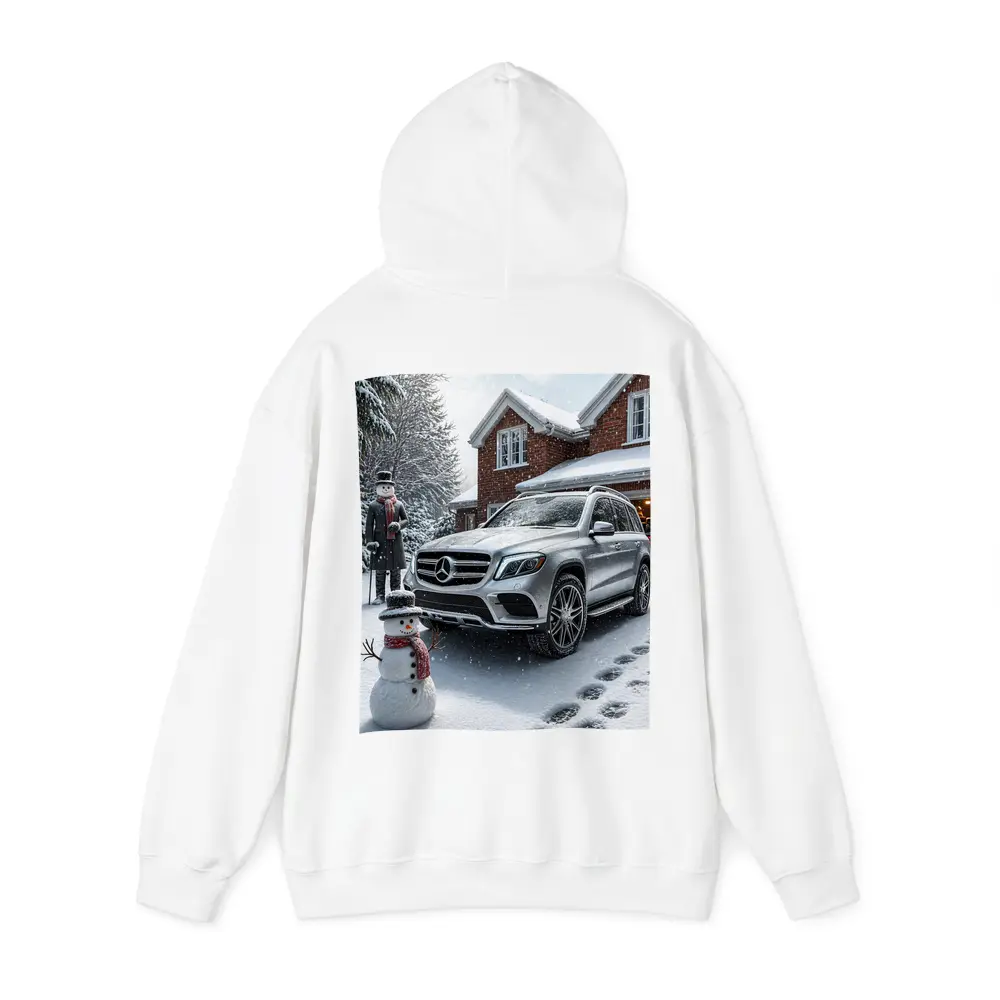 Mercedes Benz GLS Silver SUV Winter Snowman – Hoodies