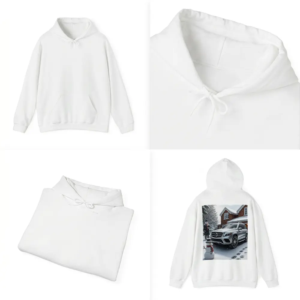 Mercedes Benz GLS Silver SUV Winter Snowman – Hoodies