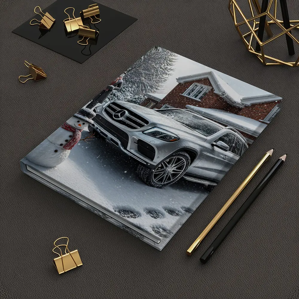 Mercedes Benz GLS Silver SUV Winter Snowman – Notebooks
