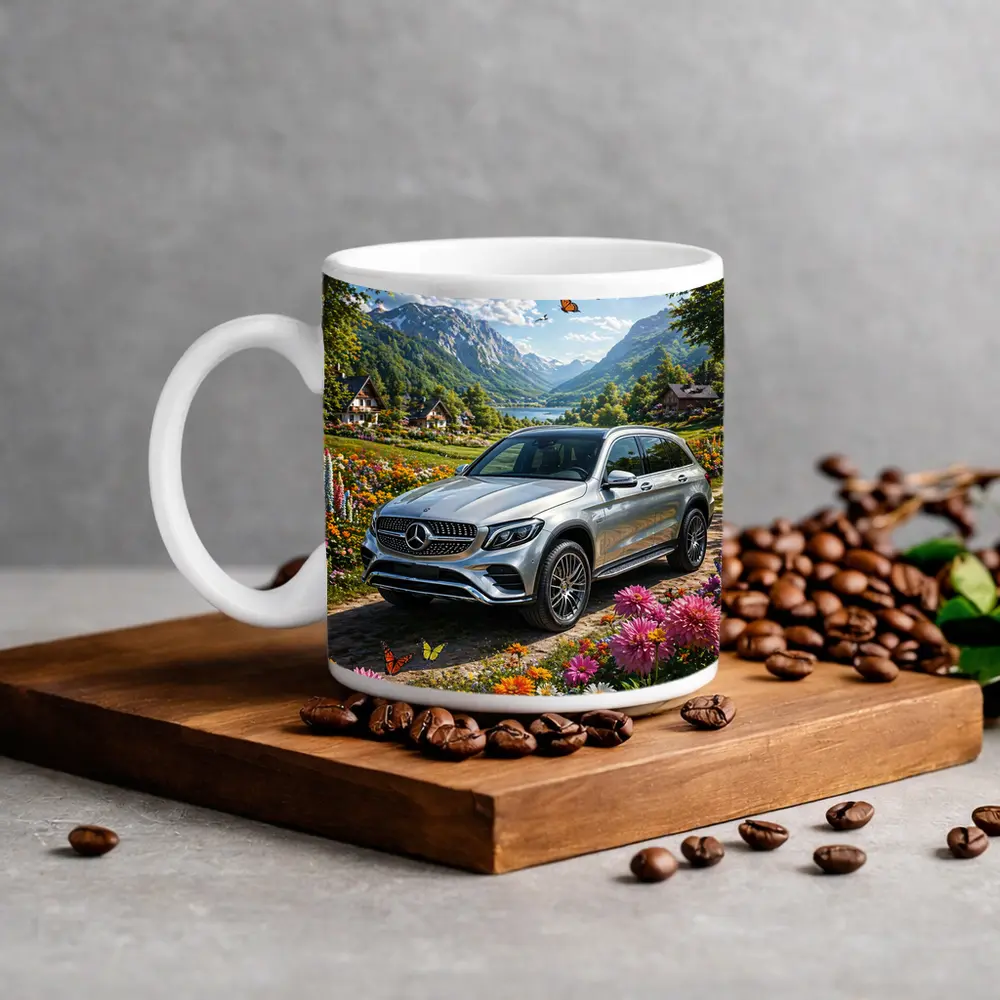 Mercedes Benz GLC Silver Mountain Floral Scene – Mugs