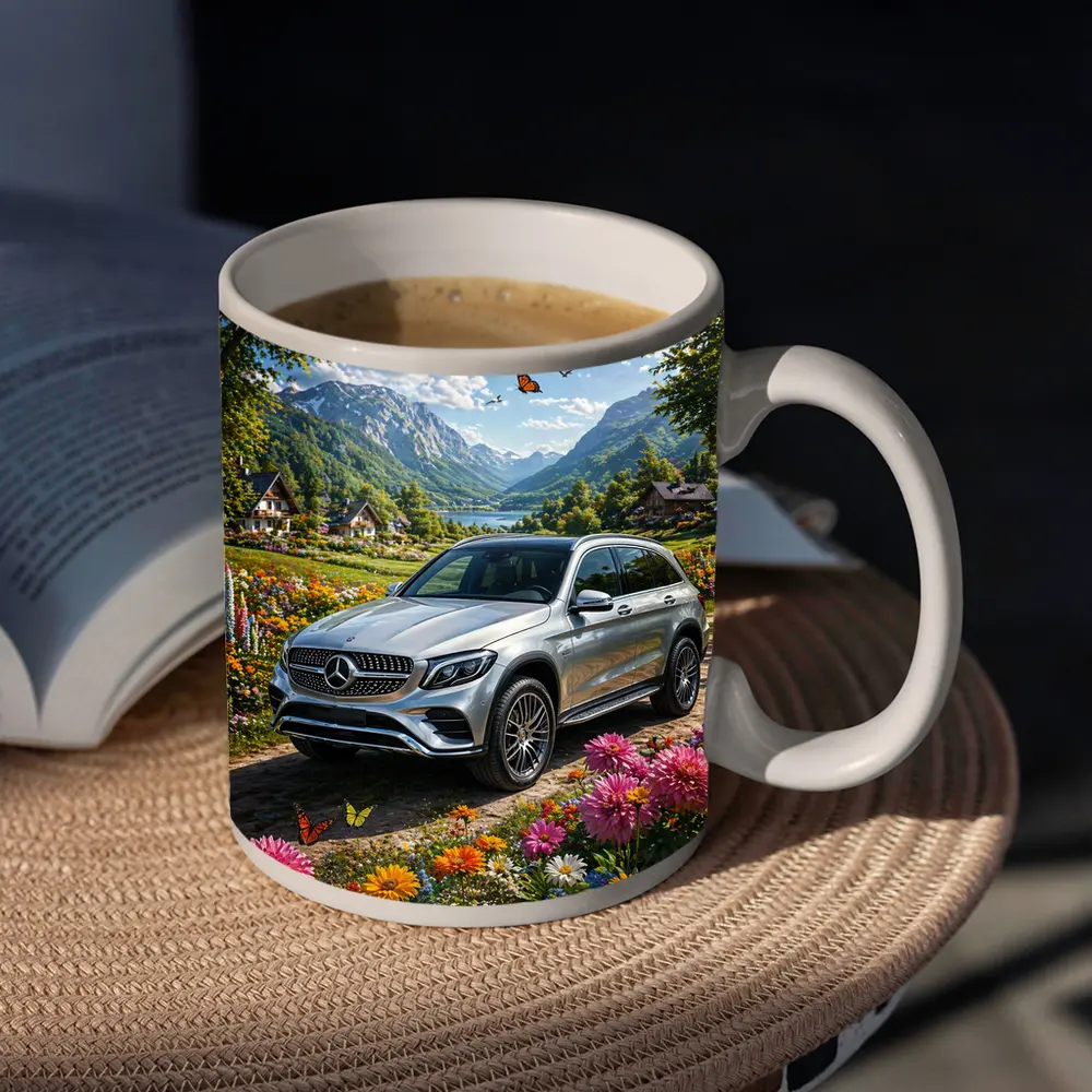 Mercedes Benz GLC Silver Mountain Floral Scene – Mugs