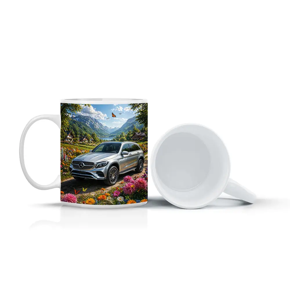 Mercedes Benz GLC Silver Mountain Floral Scene – Mugs