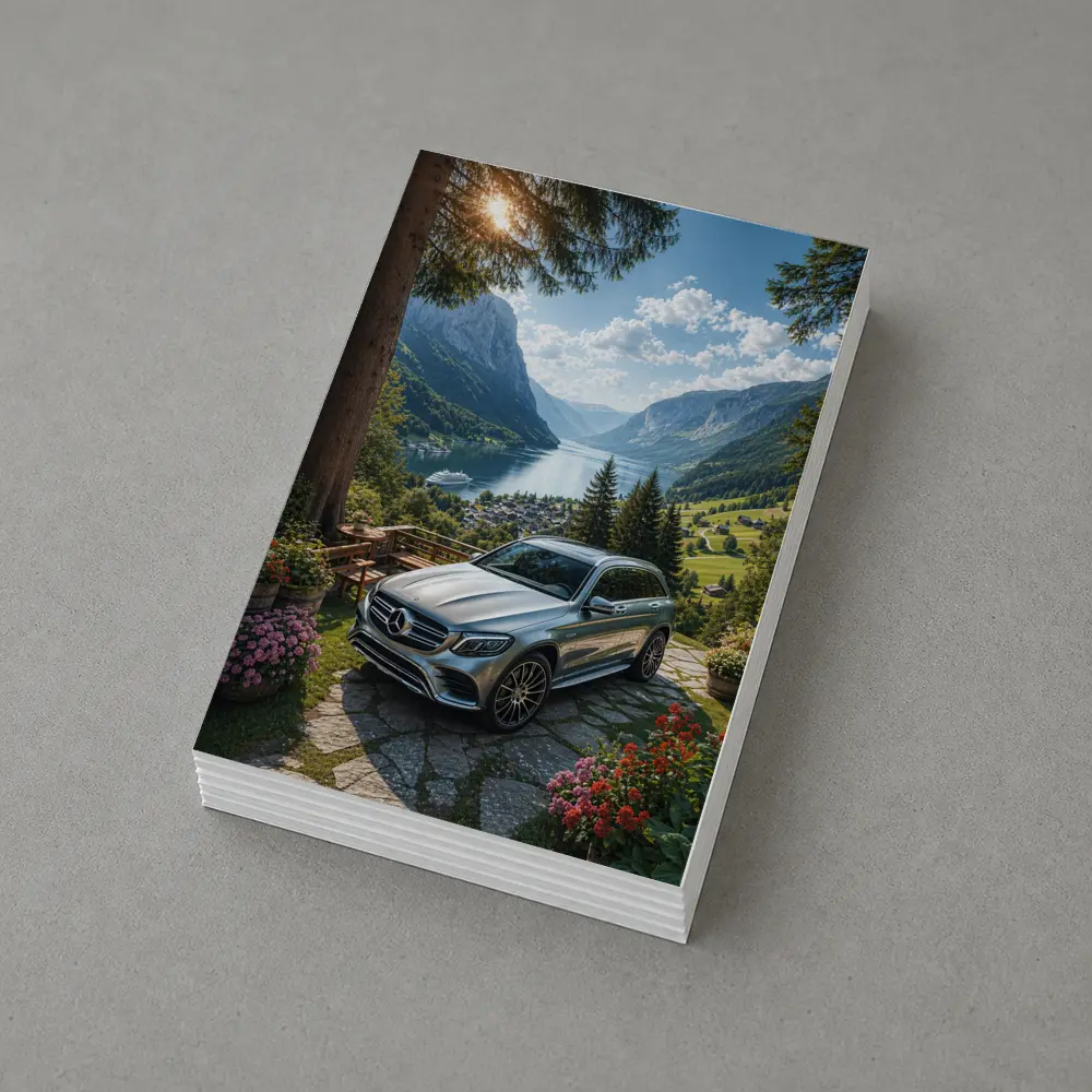 Mercedes GLC Silver SUV Alpine Valley View – Postcards