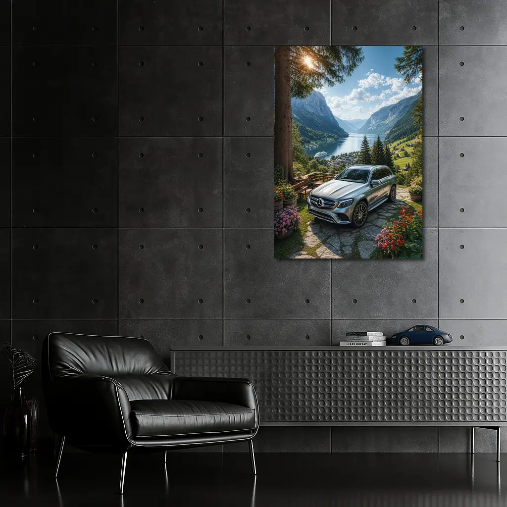 Mercedes GLC Silver SUV Alpine Valley View – Wall Art