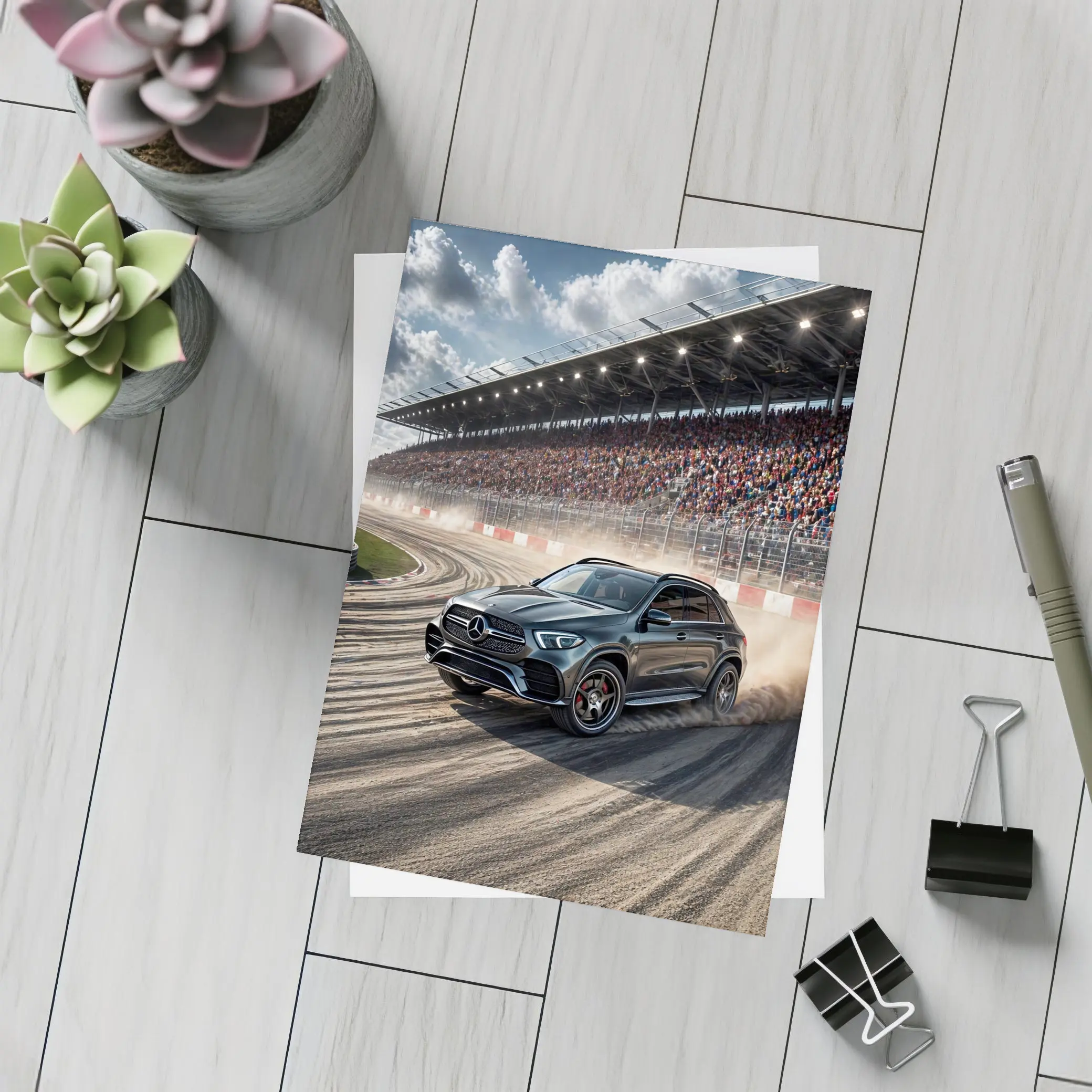 Mercedes Benz GLE Drifting Race Track Crowd – Postcards
